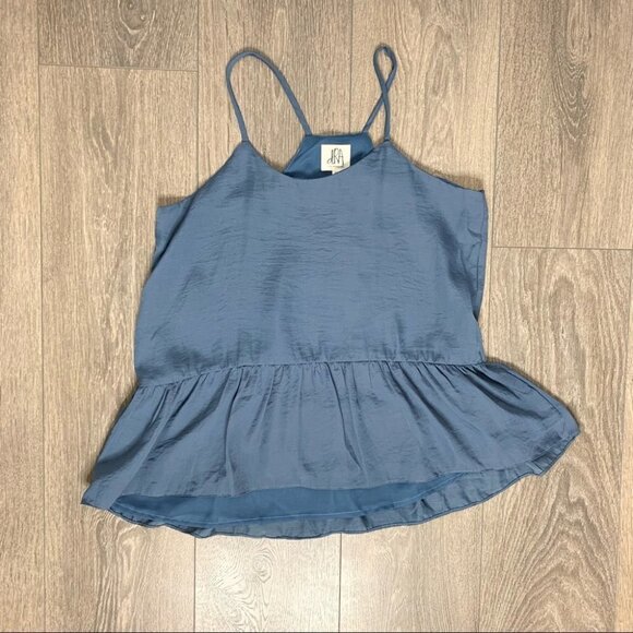 Anthropologie dRA Sham Top Slate Blue Camisole Peplum Racer back Crepe Size XS - Picture 5 of 13